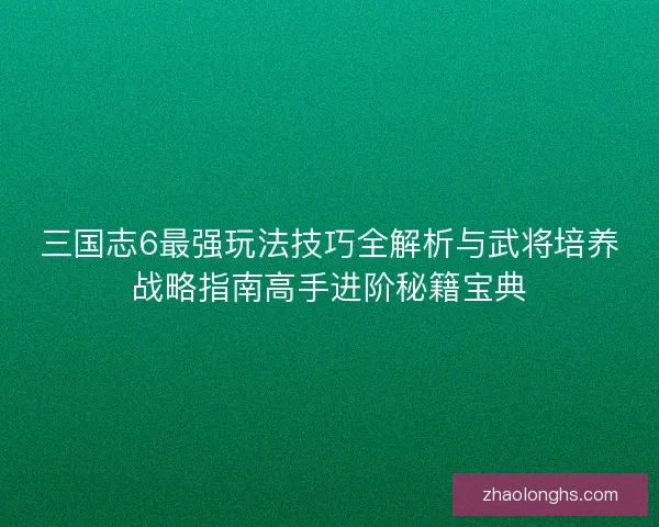 三国志6最强玩法技巧全解析与武将培养战略指南高手进阶秘籍宝典
